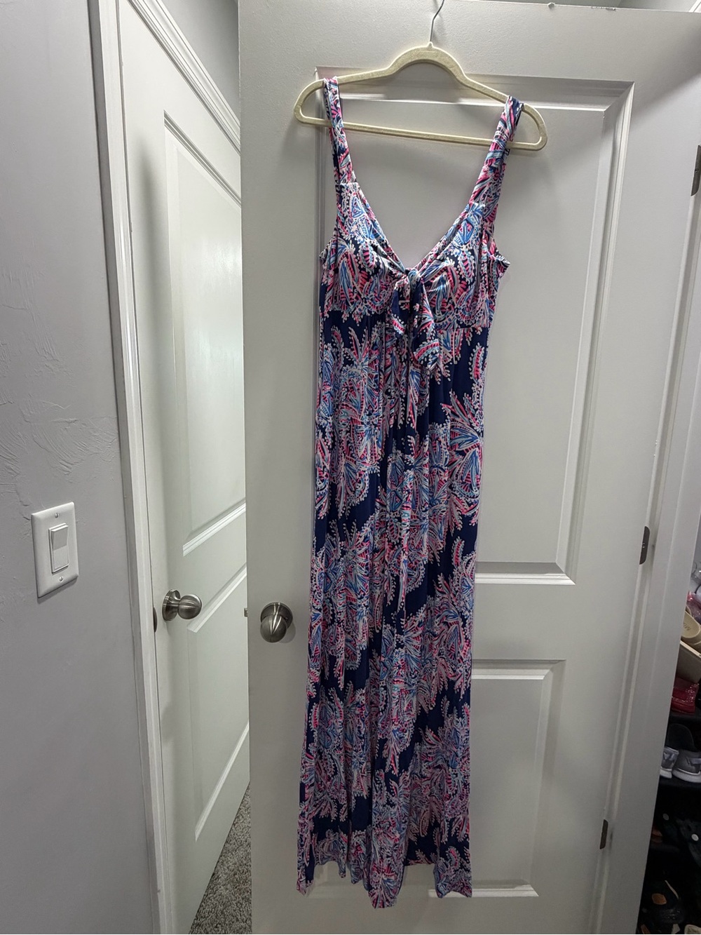 Lilly Pulitzer Navy, Pink & Light Blue Paisley Maxi